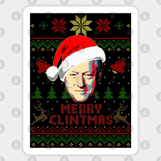 Bill Clinton Merry Clintmas Sticker by Nerd_art